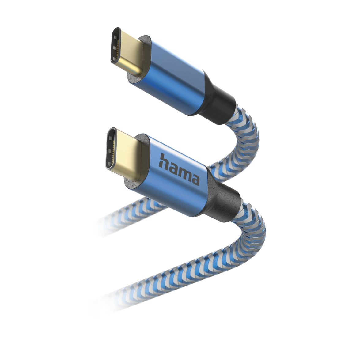 Hama Câble de charge Reflective, USB-C - USB-C, 1,5 m, nylon, bleu