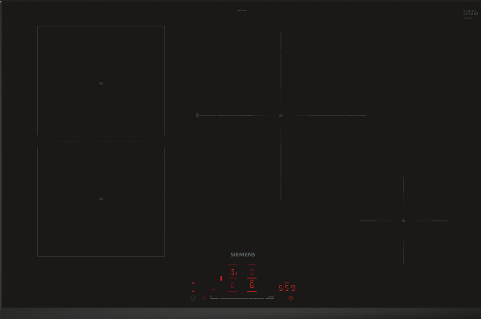 Siemens iQ500 ED851HSB1E kookplaat Zwart Ingebouwd 80 cm Inductiekookplaat zones 4 zone(s)
