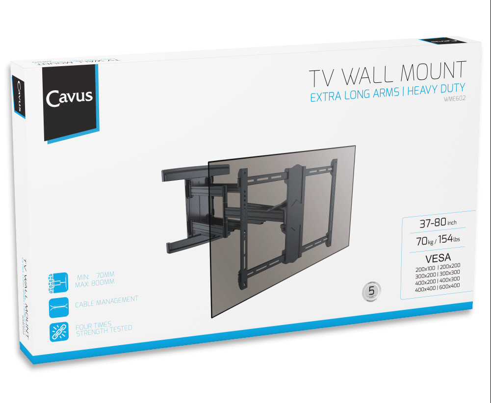 Muurbeugel Cavus WME602 dubbele arm 37"-80" tot 80 cm