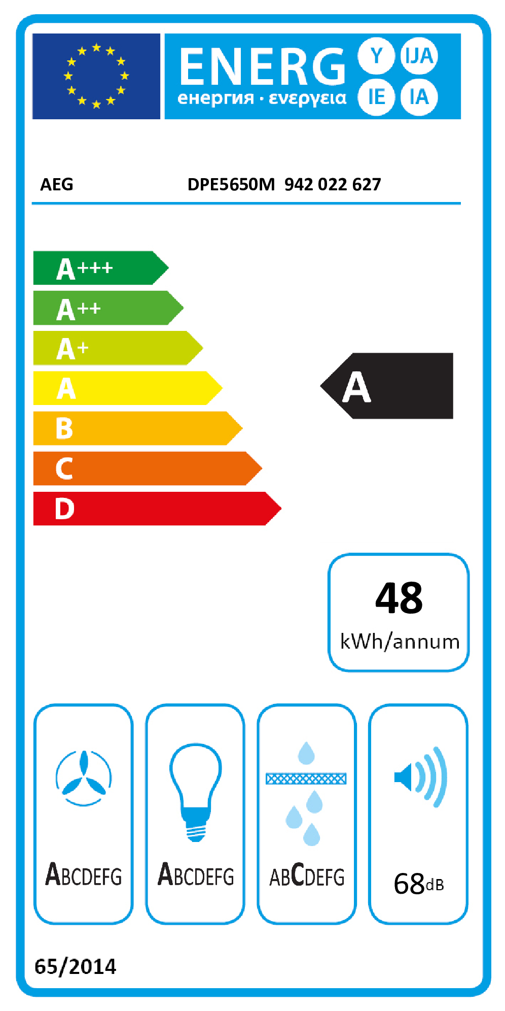 AEG DPE5650M Semi-inbouw (uittrekbaar) Roestvrijstaal 600 m³/uur