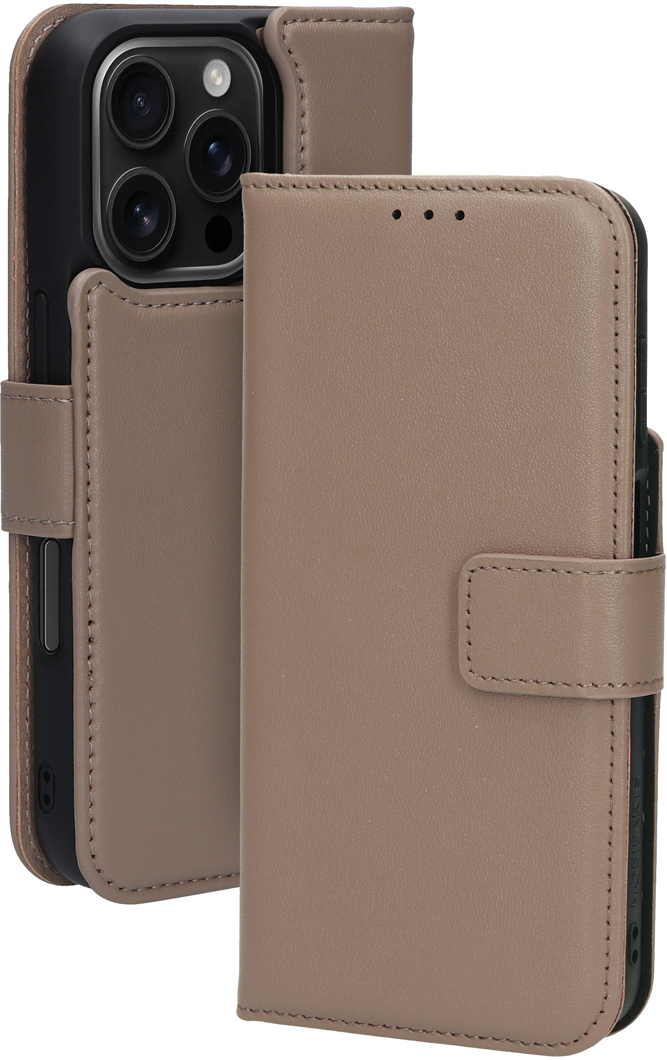 Mobiparts Leather 2 in 1 Wallet Case Apple iPhone 16 Pro Taupe