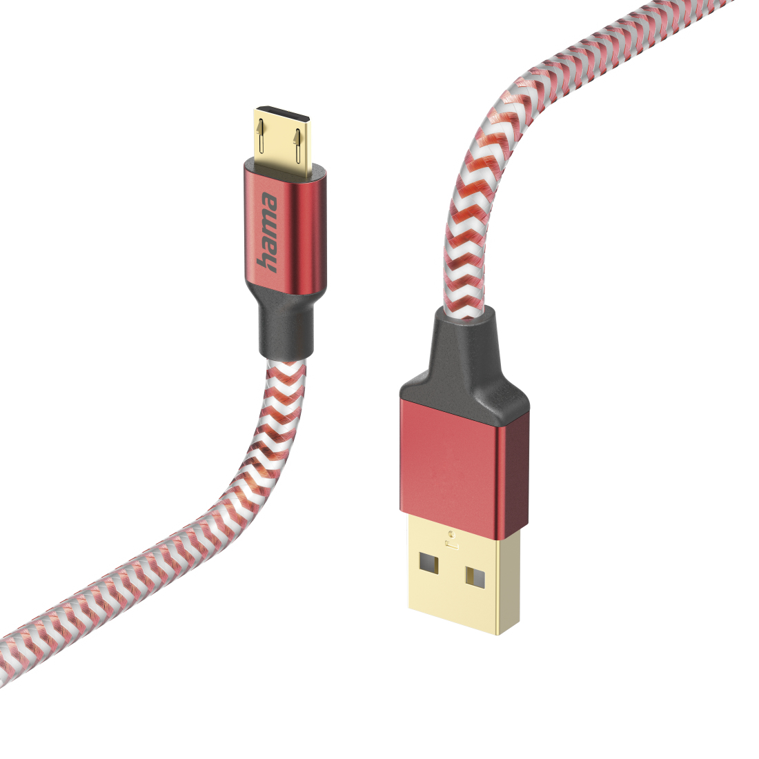 Kabel USB HAMA Reflective USB-A > Micro-USB 1.5m Rood