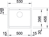 Spoelbak BLANCO Subline 500-U 514506 kristalwit glanzend