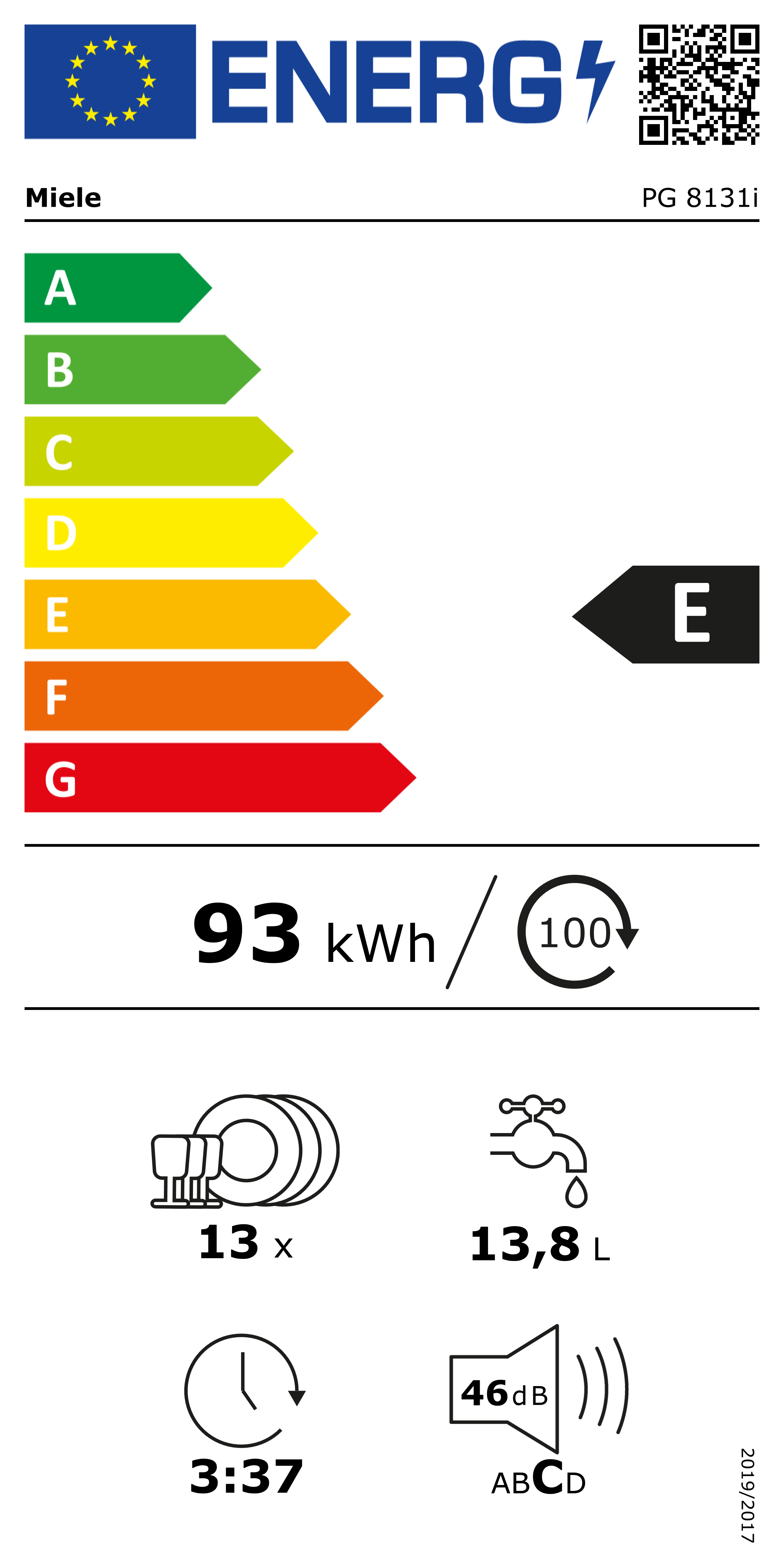 Miele PG 8131 i Semi-ingebouwd 13 couverts E