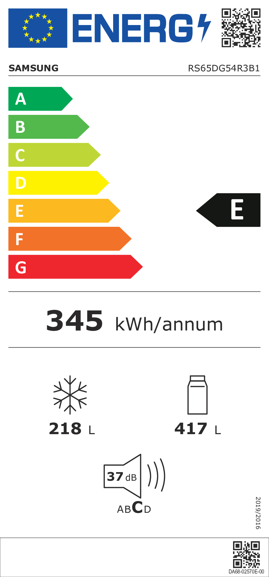 Samsung RS65DG54R3B1EF frigo américain Pose libre 635 L E Anthracite