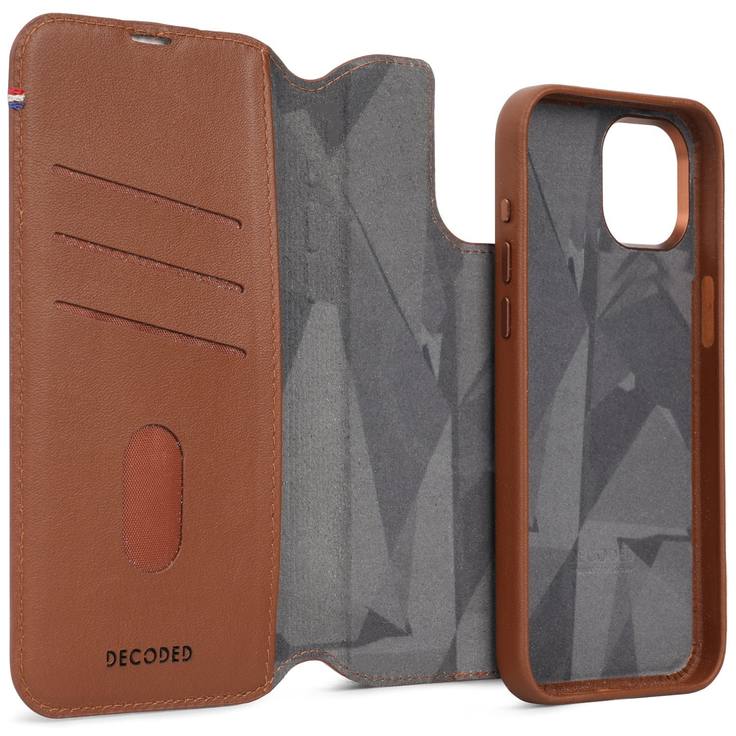 Decoded iPhone 15 Plus, lederen hoesje wallet afneembaar, bruin