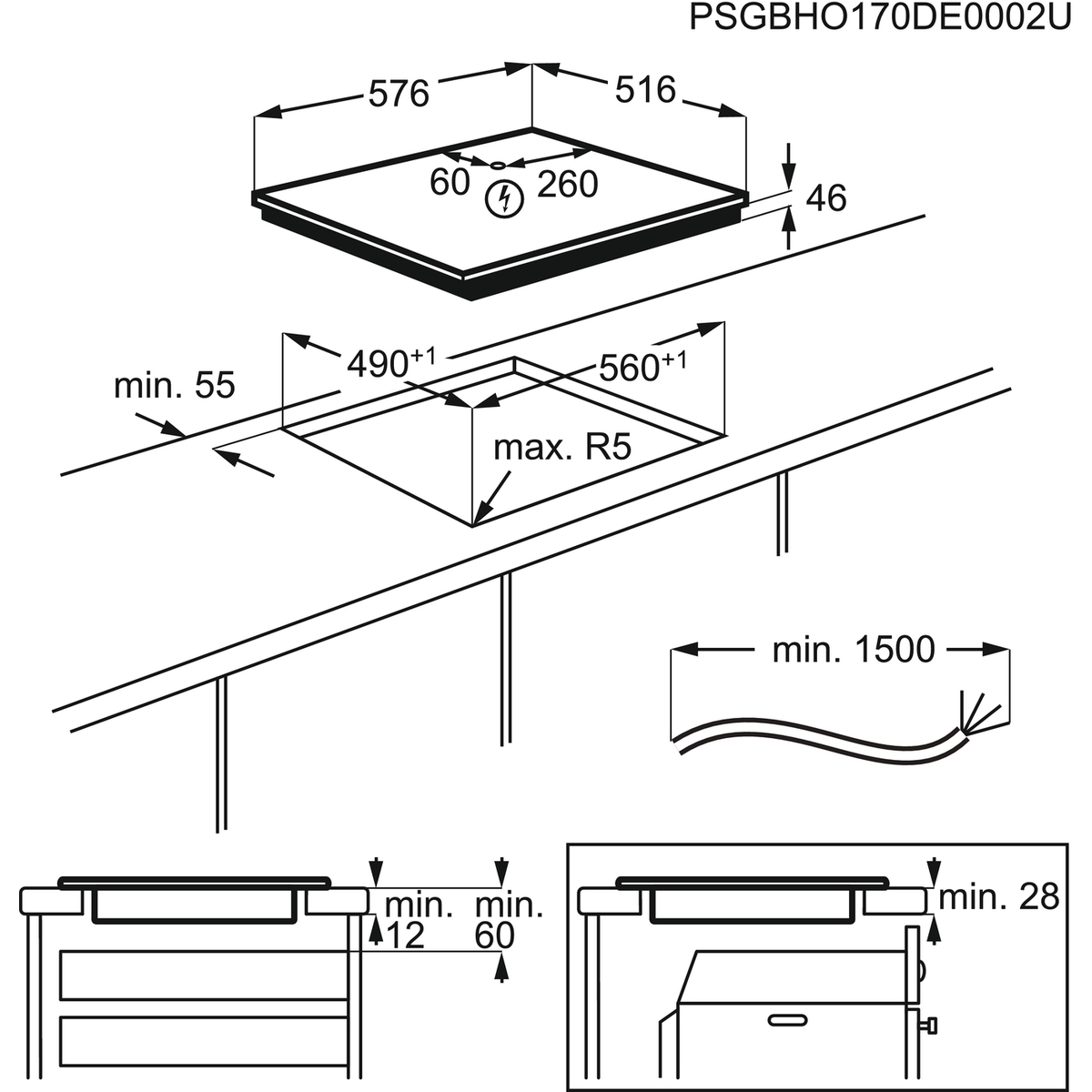 AEG IAE64411XB Zwart Ingebouwd Inductiekookplaat zones 4 zone(s)