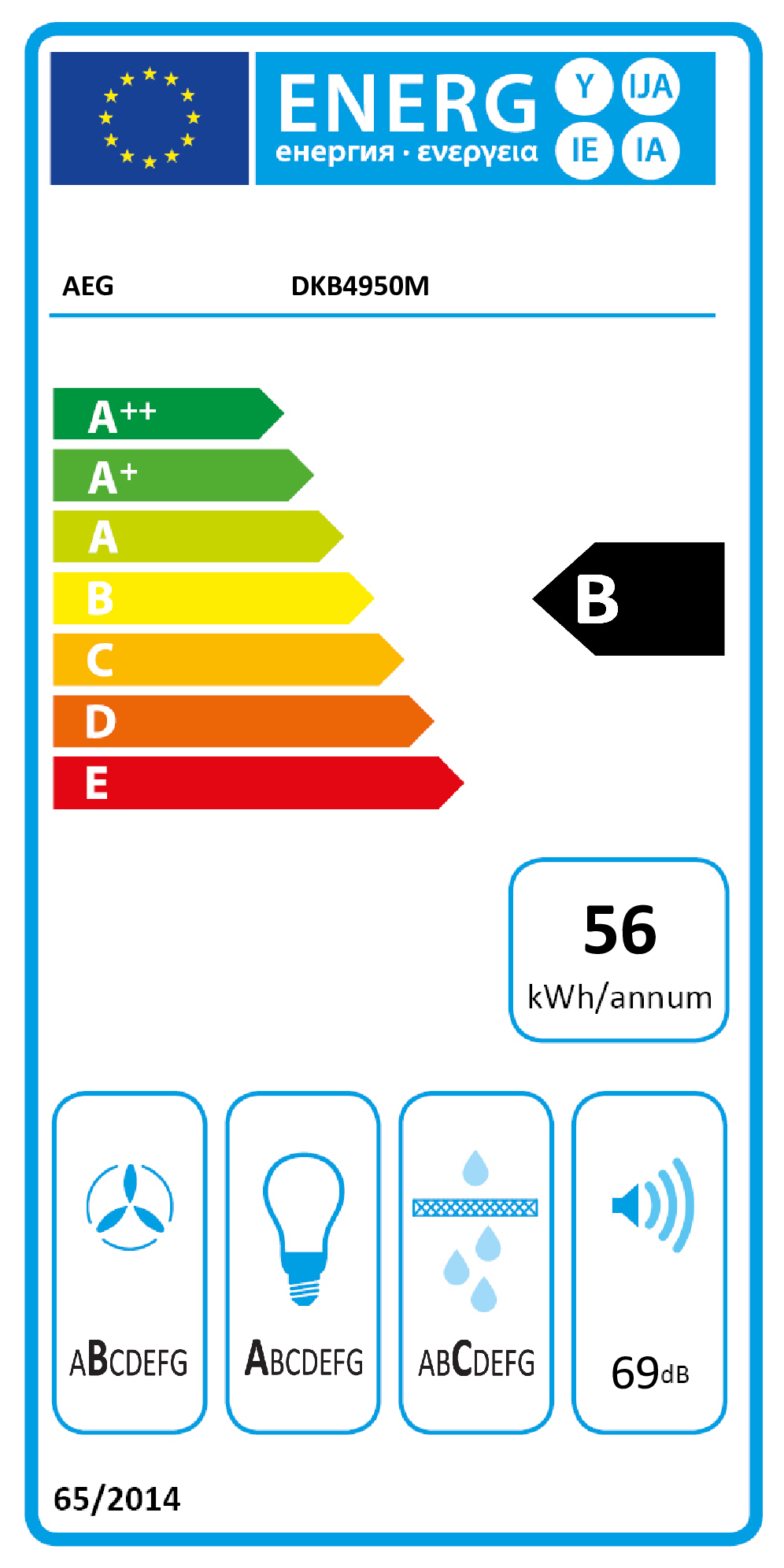 AEG DKB4950M Montée au mur Acier inoxydable 603 m³/h B