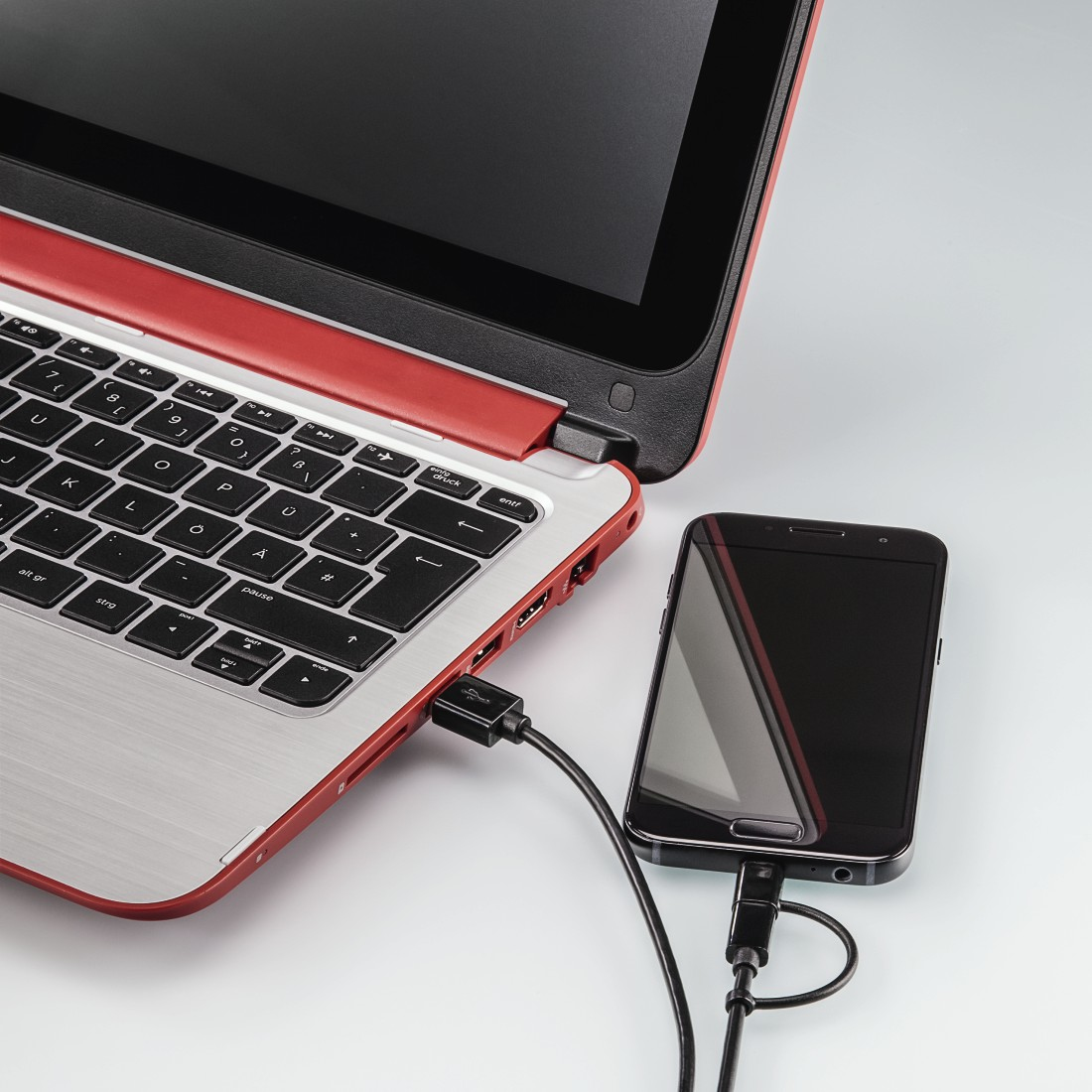 Hama 2-in-1 Micro USB + USB-C 1m Zwart