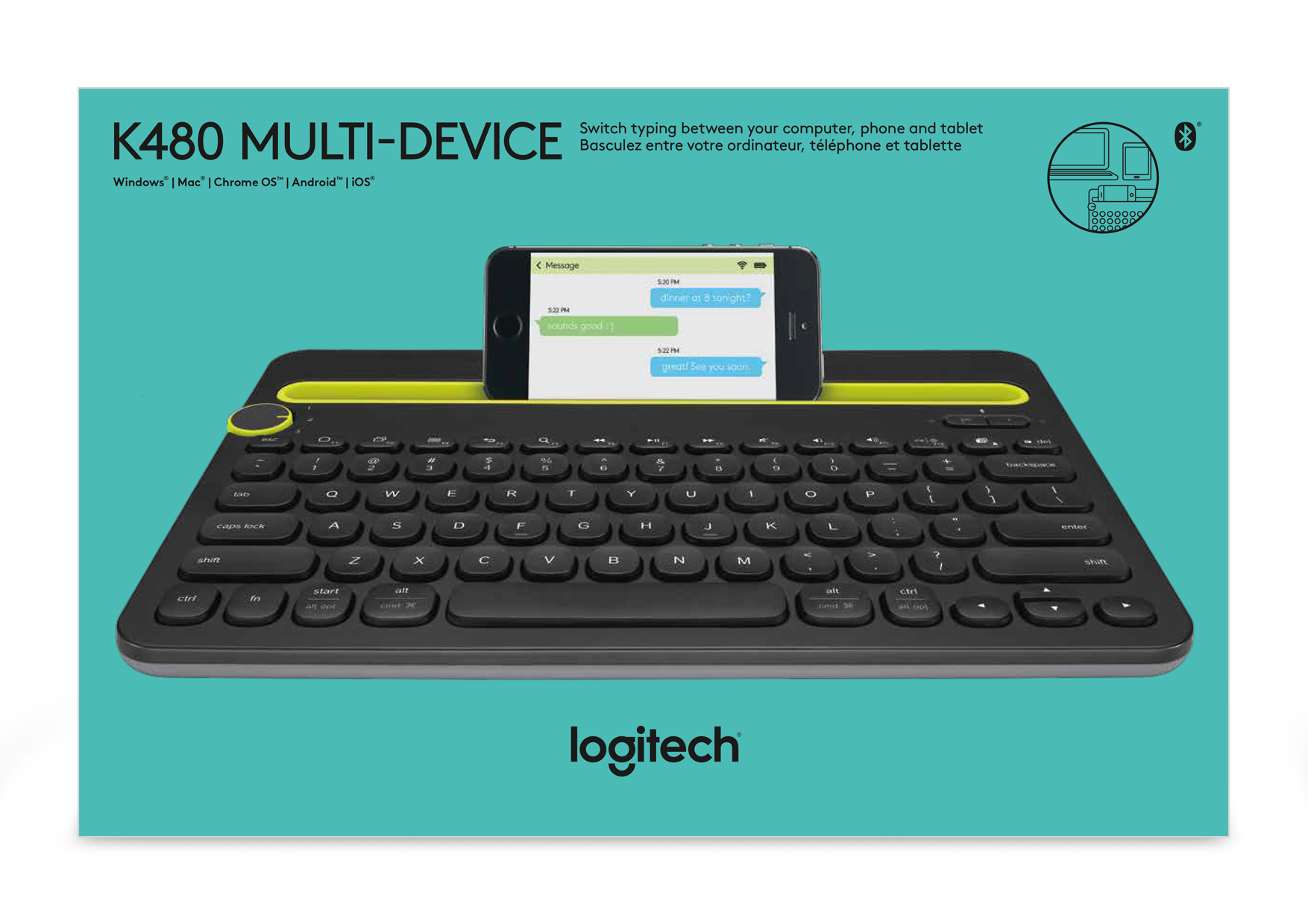 Toetsenbord Logitech 920-006352 K480 Blt Multi-device Kb Bla