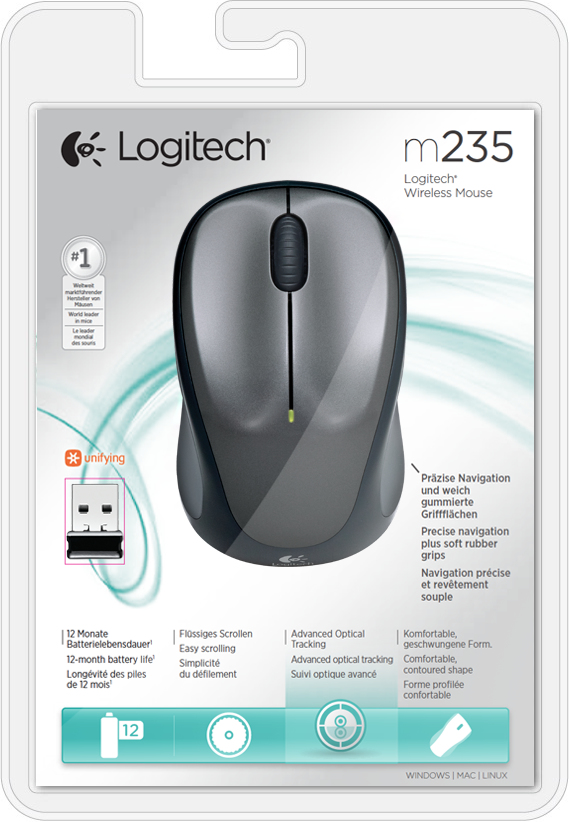 Draadloze Muis LOGITECH M235 grijs