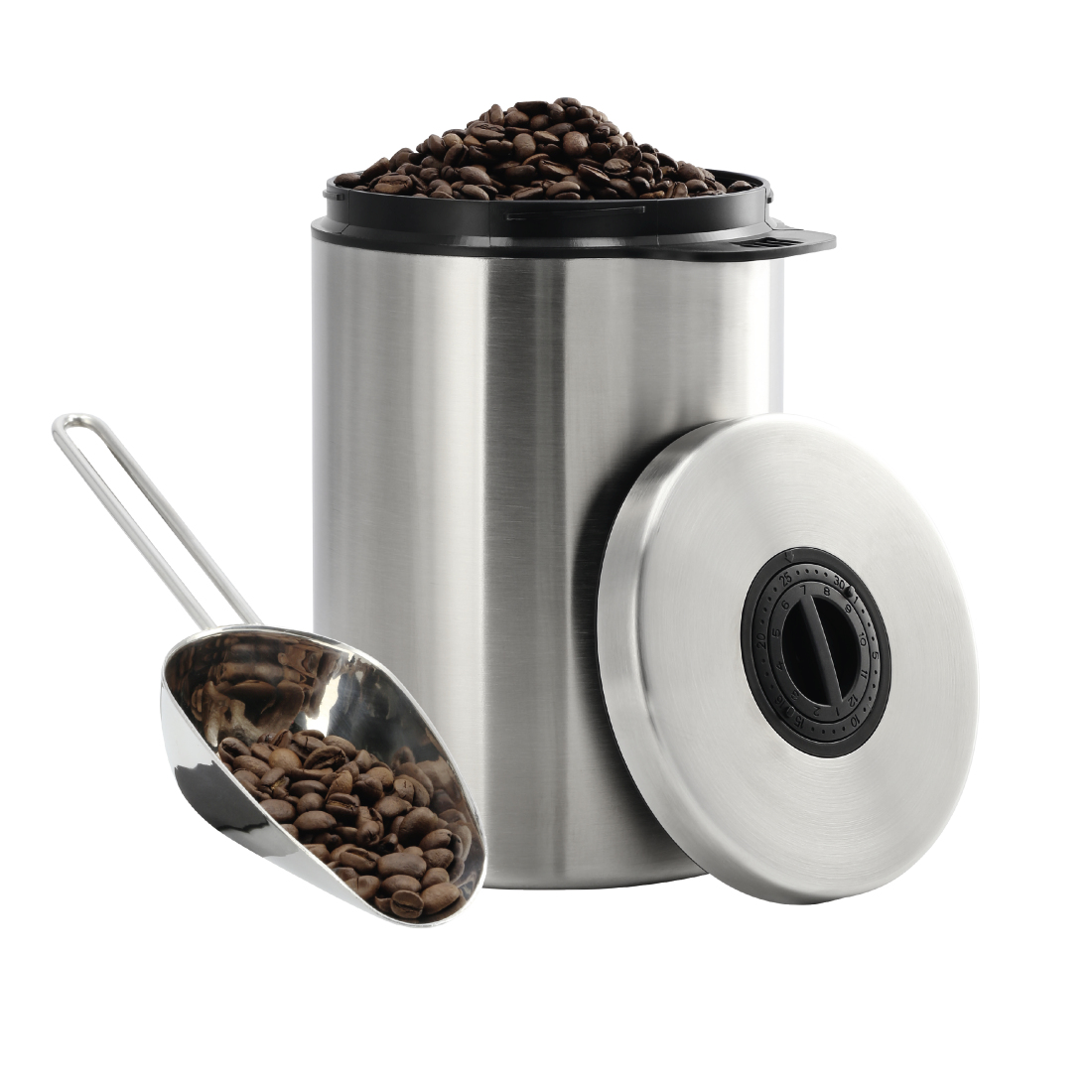 Xavax Boîte en acier inoxydable pour 1 kg de grains de café, avec pelle