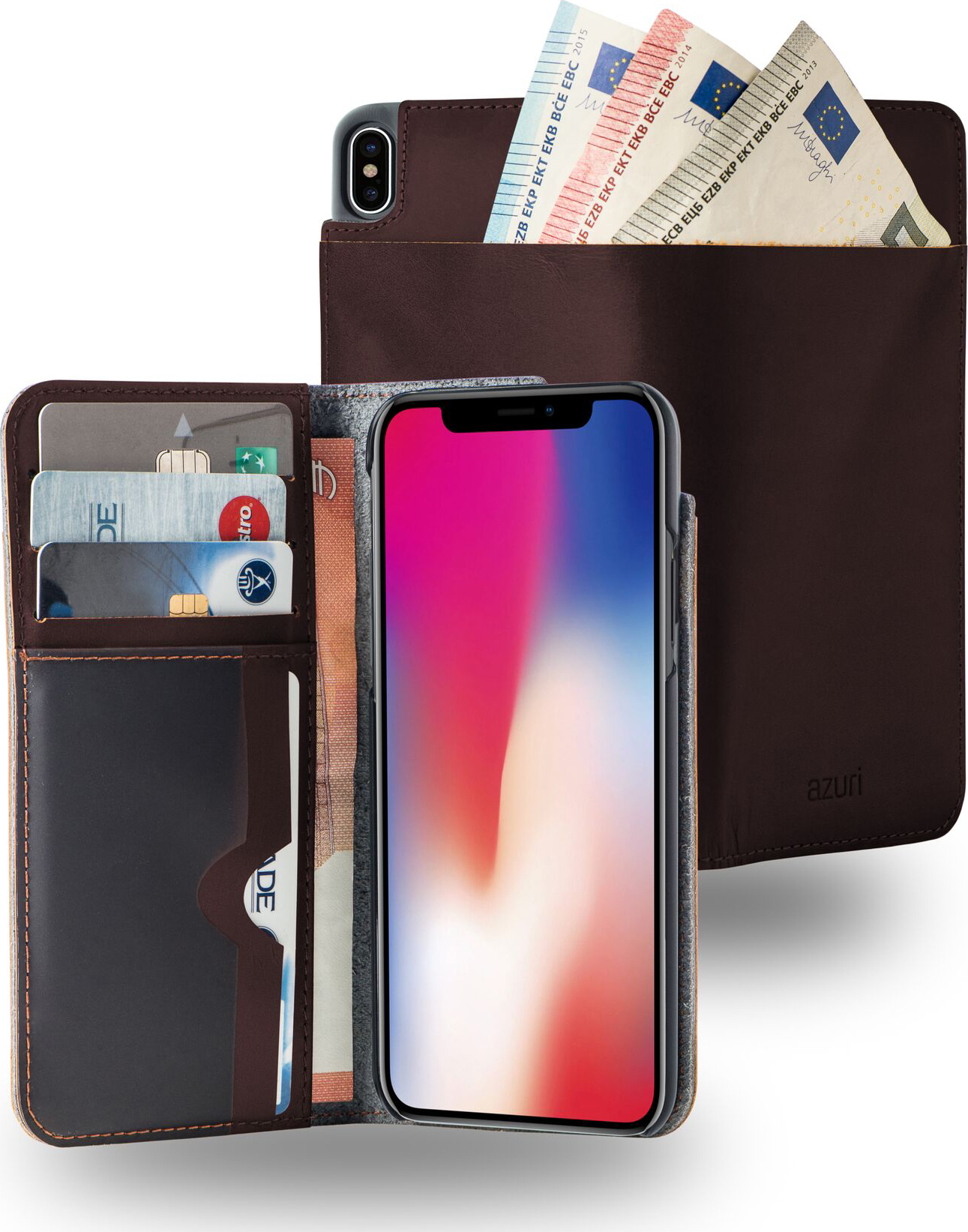 Azuri walletcase with cardslots bruin iPhone X/XS