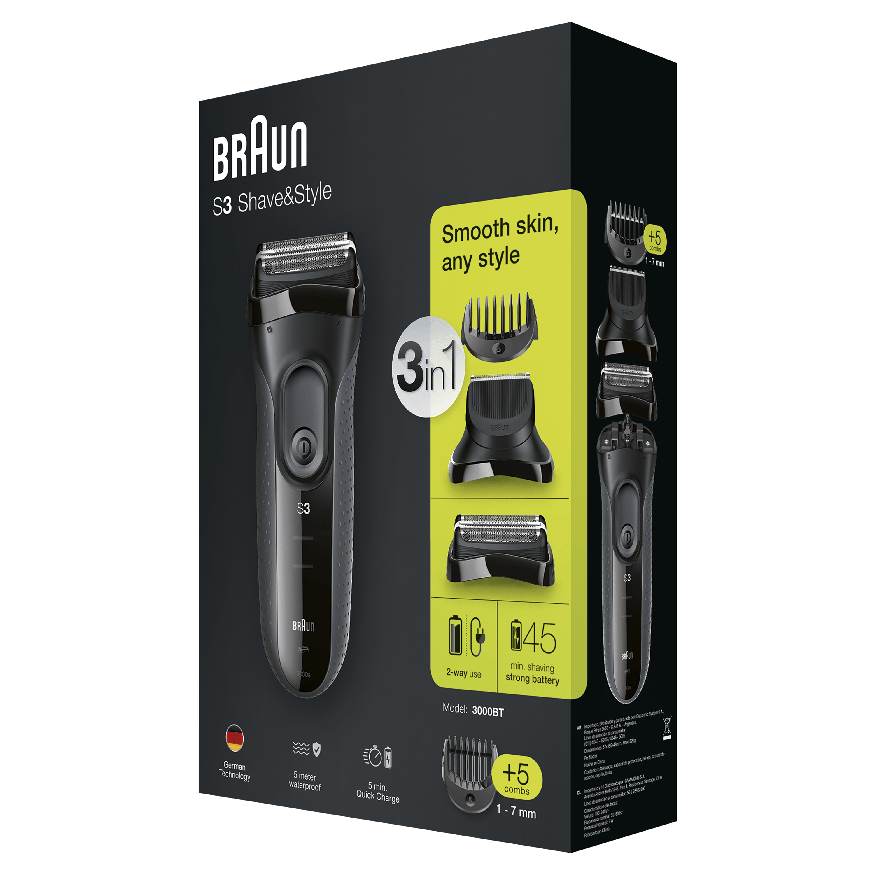 Scheerapparaat BRAUN Series 3 Shave&Style 3000BT