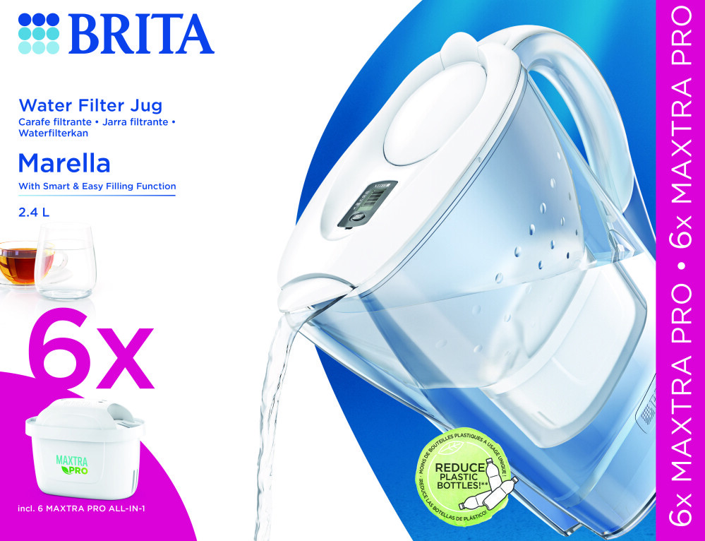 Waterfilter BRITA 1051132 Wit / 2.4L / + 6 MaxtraPro filters