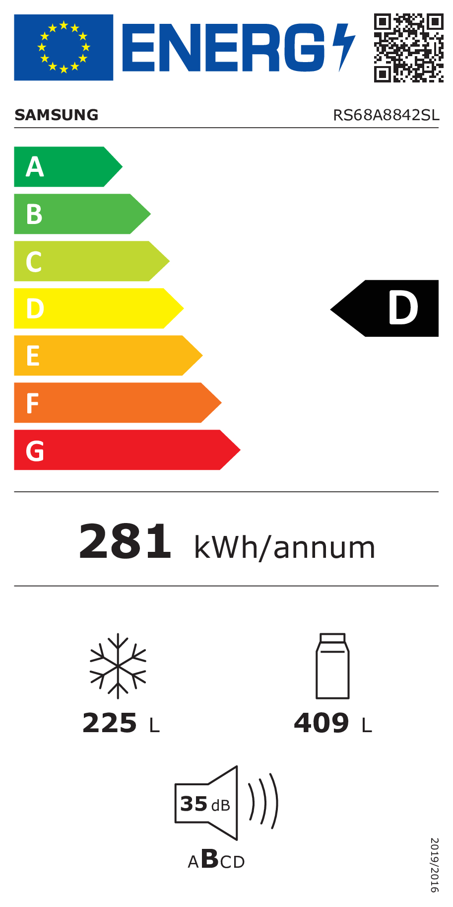 Samsung RS68A8842SL frigo américain Pose libre 634 L D Gris