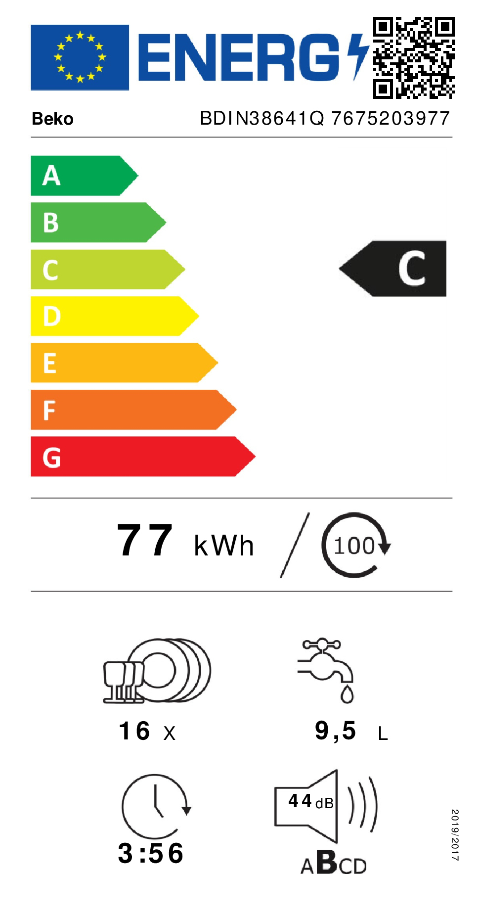 Beko BDIN38641Q vaatwasser Volledig ingebouwd 16 couverts C