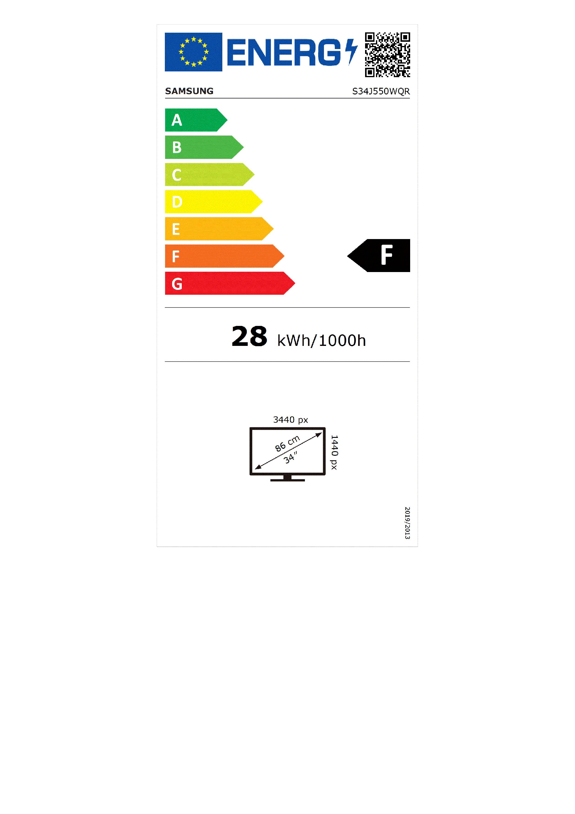 Monitor Samsung LS34J550WQUXEN QHD 21:9 60Hz Black