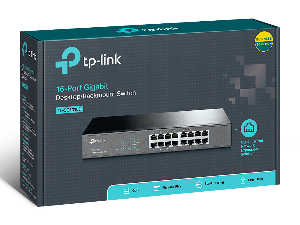 TP-Link TL-SG1016D Unmanaged Gigabit Ethernet (10/100/1000) Zwart