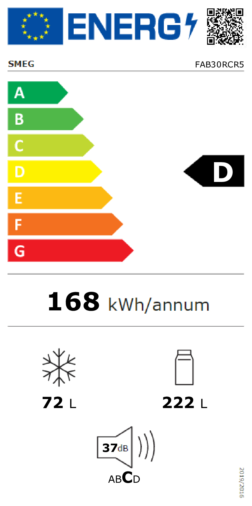 Smeg FAB30RCR5 koel-vriescombinatie Vrijstaand 294 l D Crème