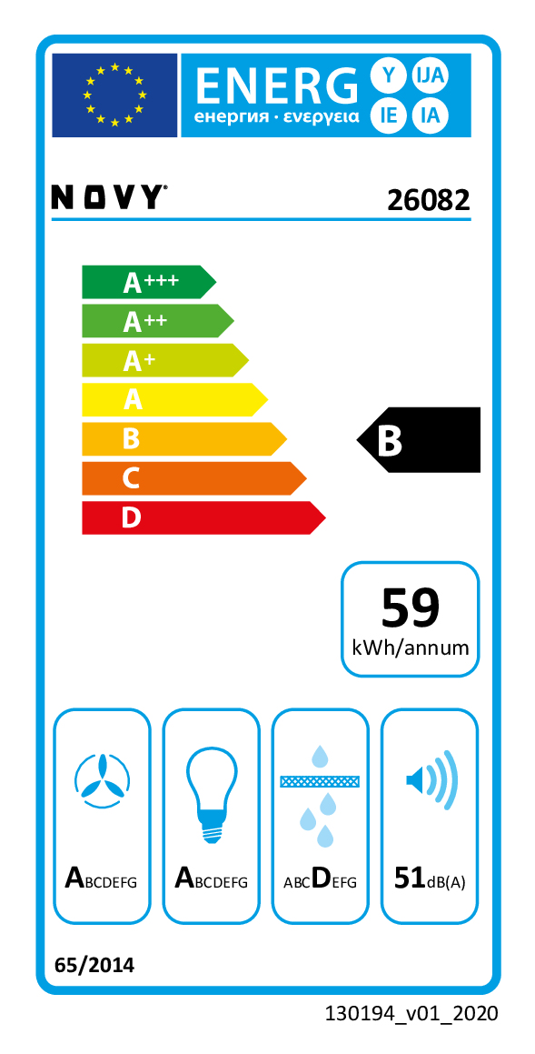 NOVY 26082 afzuigkap Inbouw Zwart 592 m³/uur B