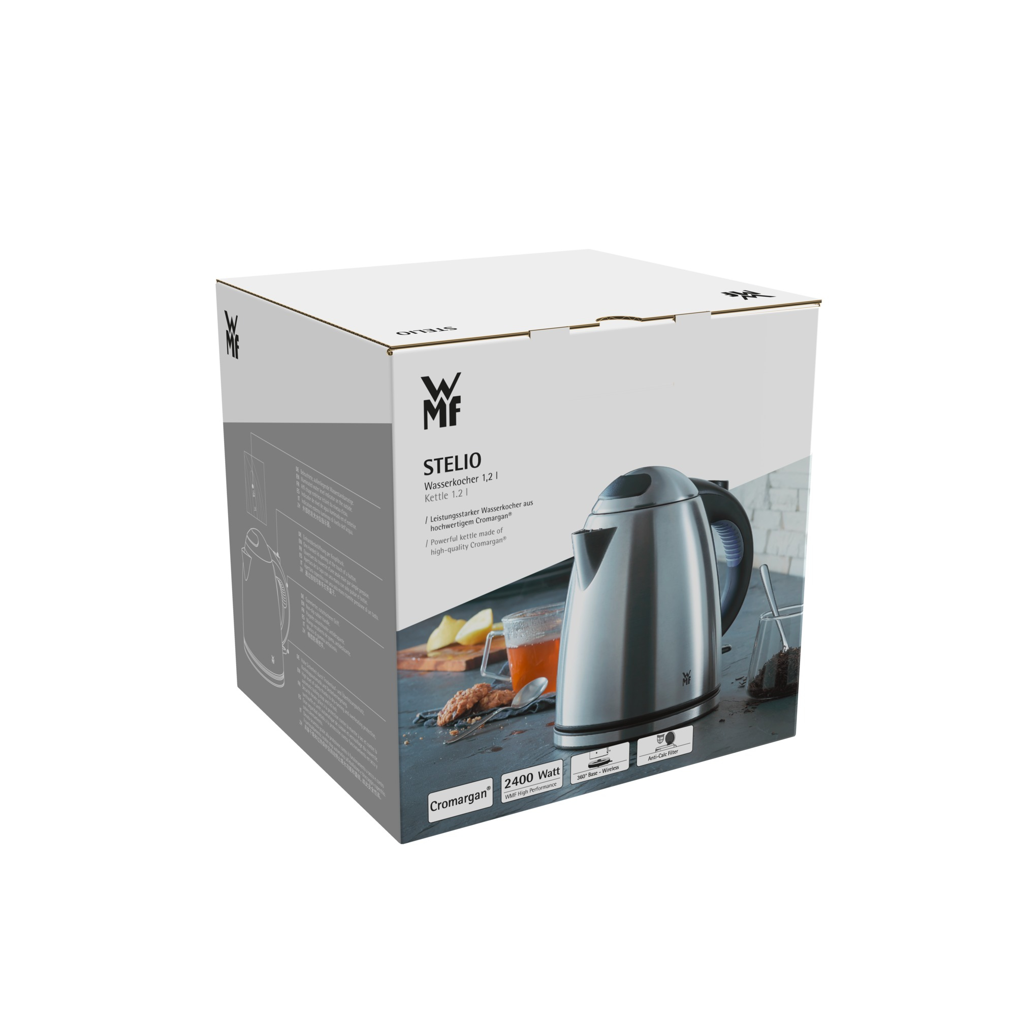 WMF Stelio 0413010012 bouilloire 1,2 L 2400 W Noir, Acier inoxydable