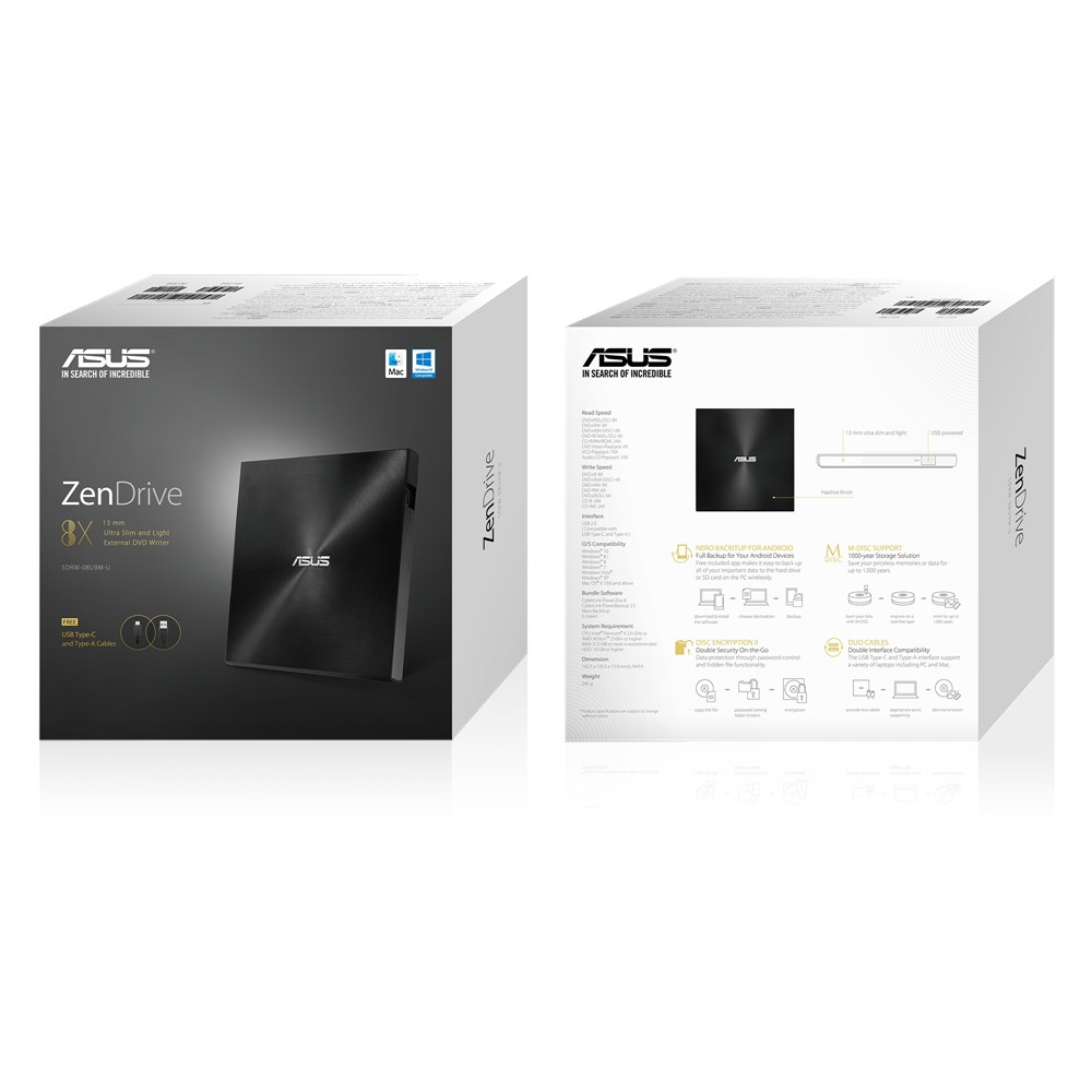 ASUS ZenDrive U9M optisch schijfstation DVD±RW Zwart