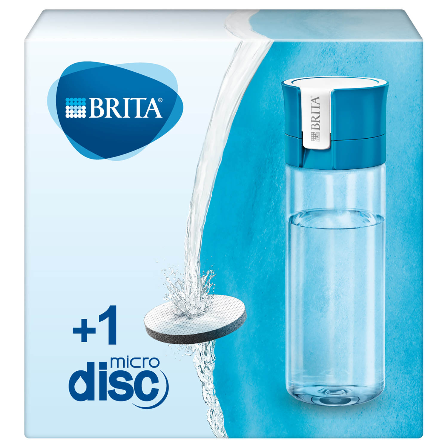 Brita Fill&Go Bottle Filtr Blue Waterfiltratiefles 0,6 l Blauw, Transparant