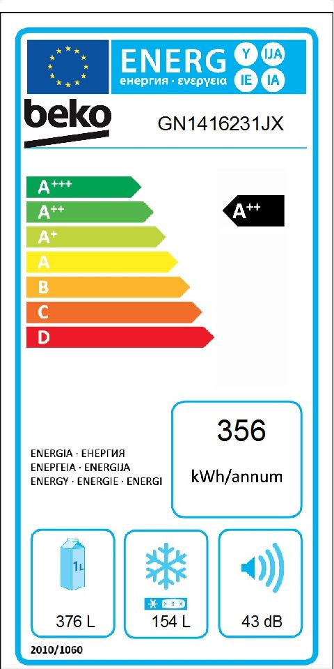 Beko GN1416231JX amerikaanse koelkast Vrijstaand 530 l Roestvrijstaal