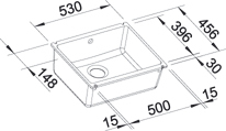 Spoelbak BLANCO Subline 500-U 514506 kristalwit glanzend