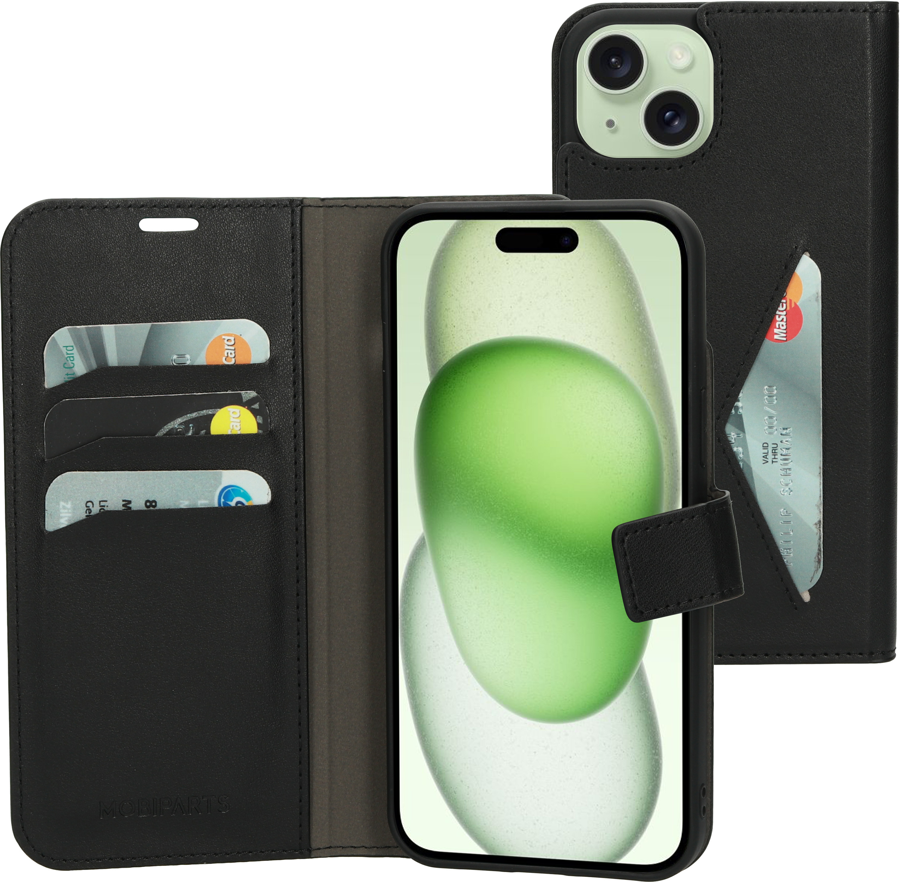 Mobiparts Classic Wallet Case Apple iPhone 15 Plus Black