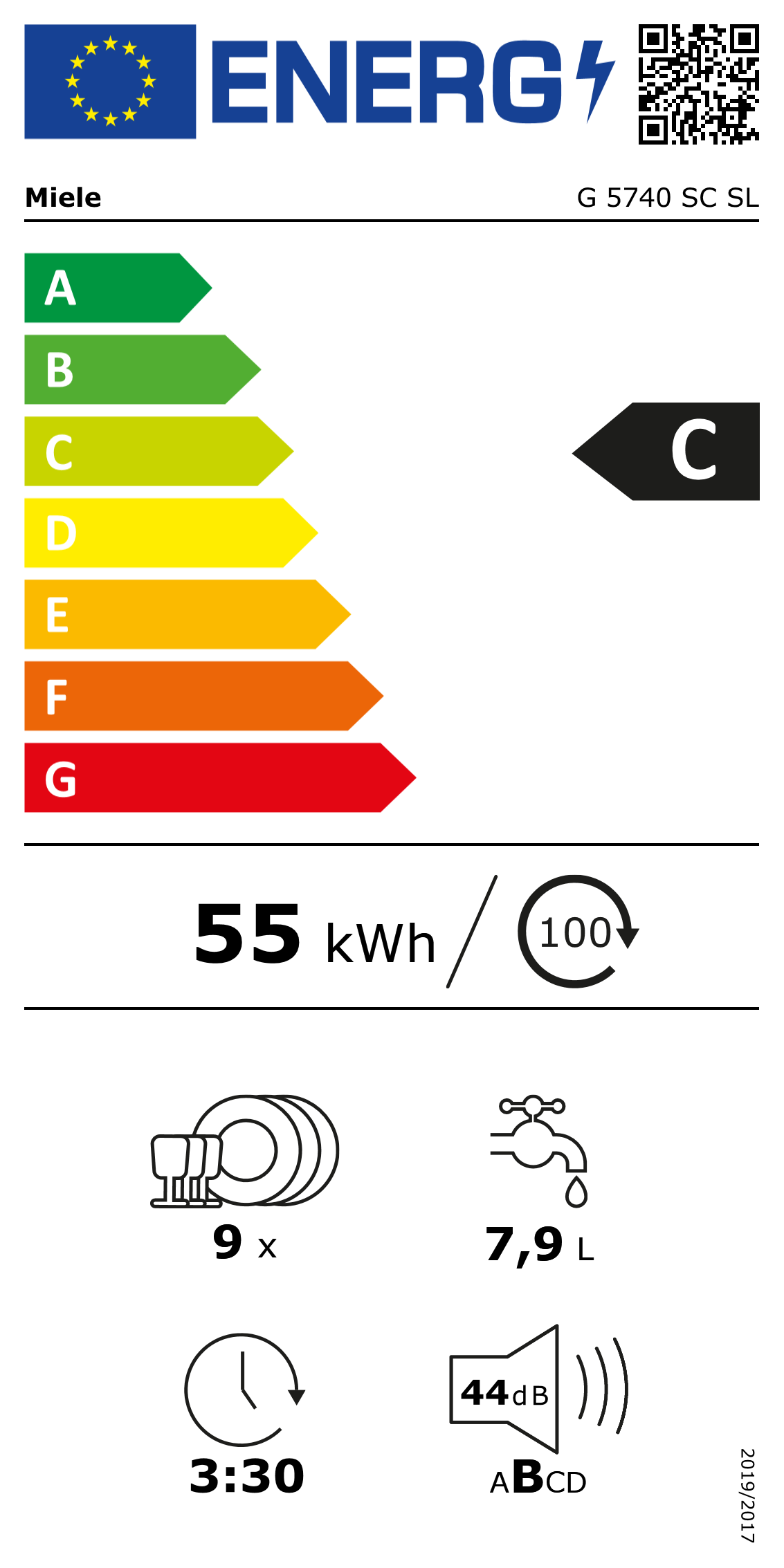 Miele G 5740 SC SL Vrijstaand 9 couverts C