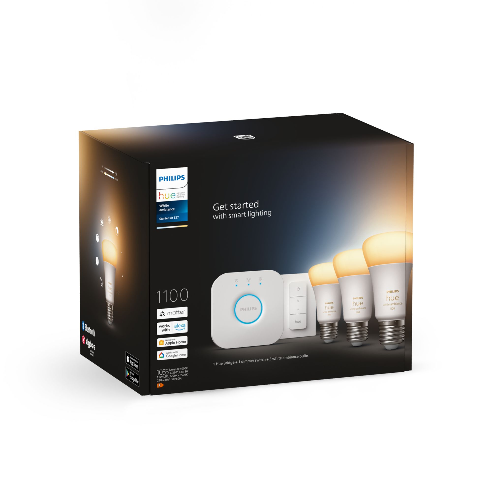 Starterkit PHILIPS HUE White Ambiance E27 x3 + Dimmer