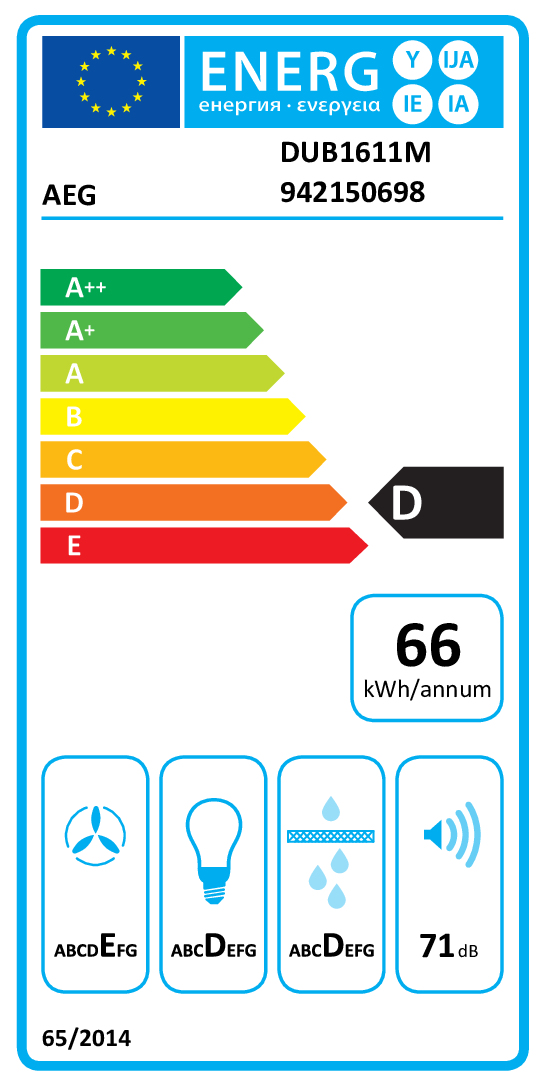 AEG DUB1611M Onderbouw Roestvrijstaal 240 m³/uur D