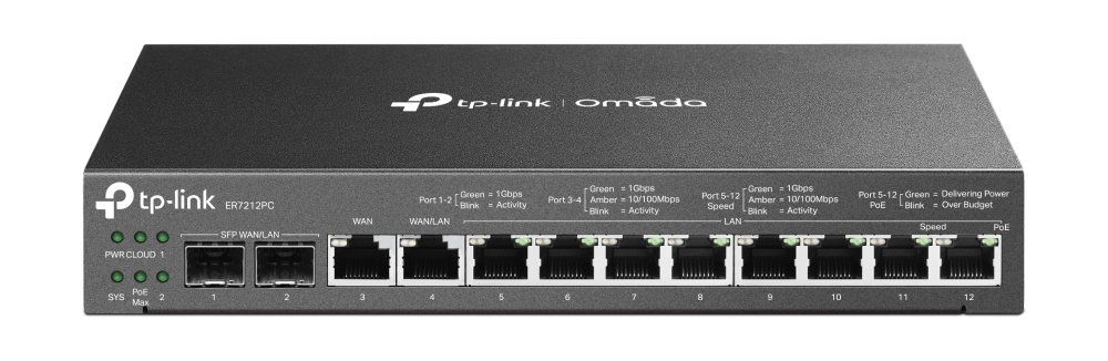 TP-Link Omada ER7212PC bedrade router Gigabit Ethernet Zwart