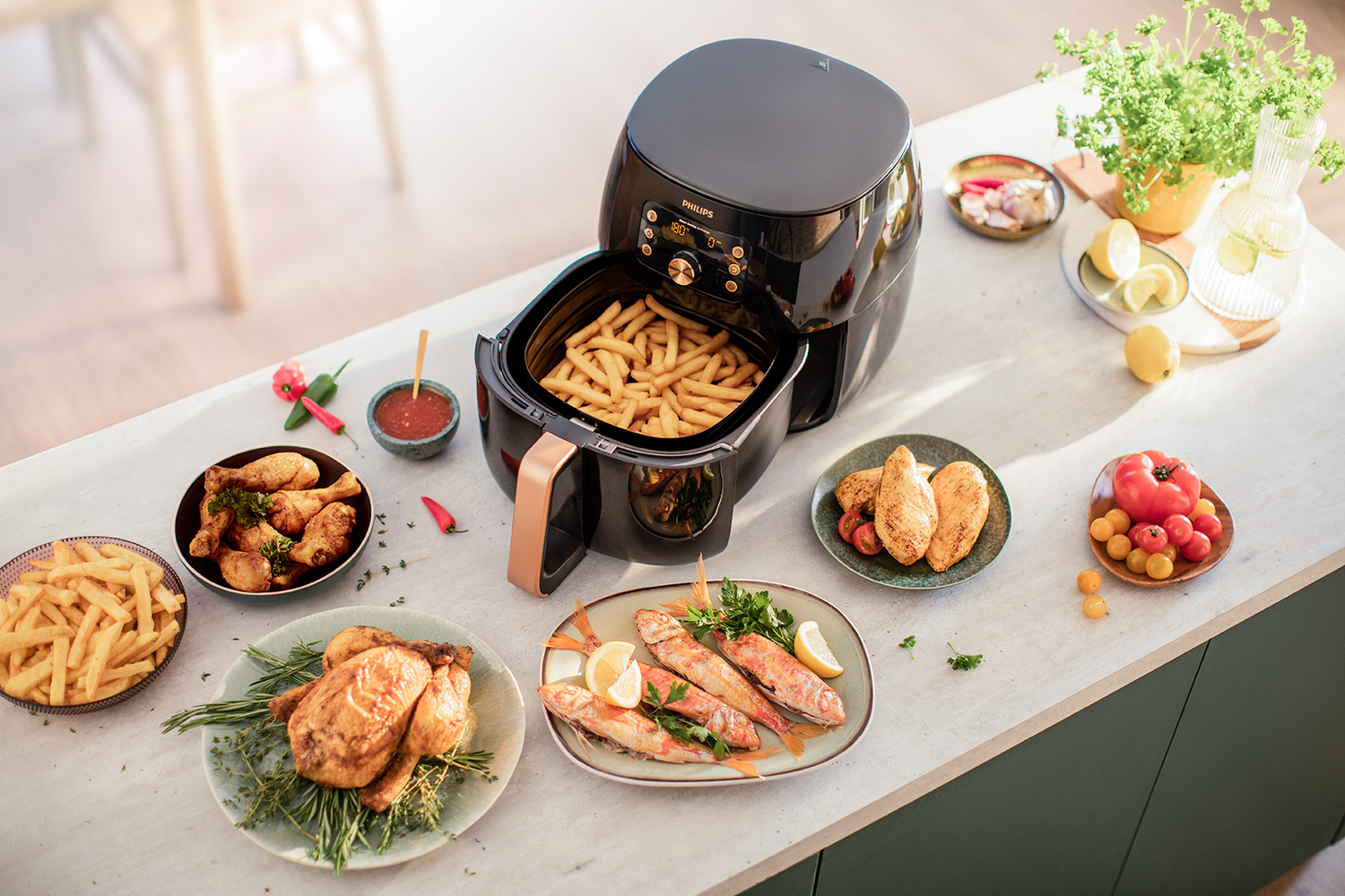 Philips Premium Smart Sensing XXL HD9867/90 Airfryer 7,3L, ajuste durée de cuisson, température