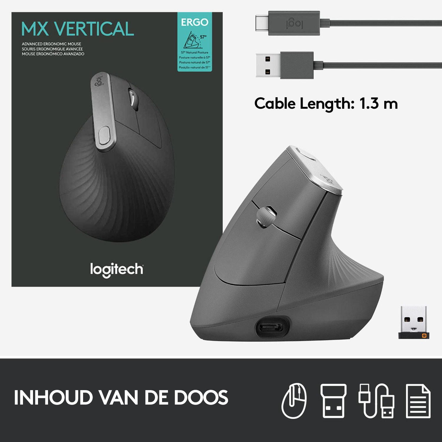 Logitech mx vertical ergo mouse graphite