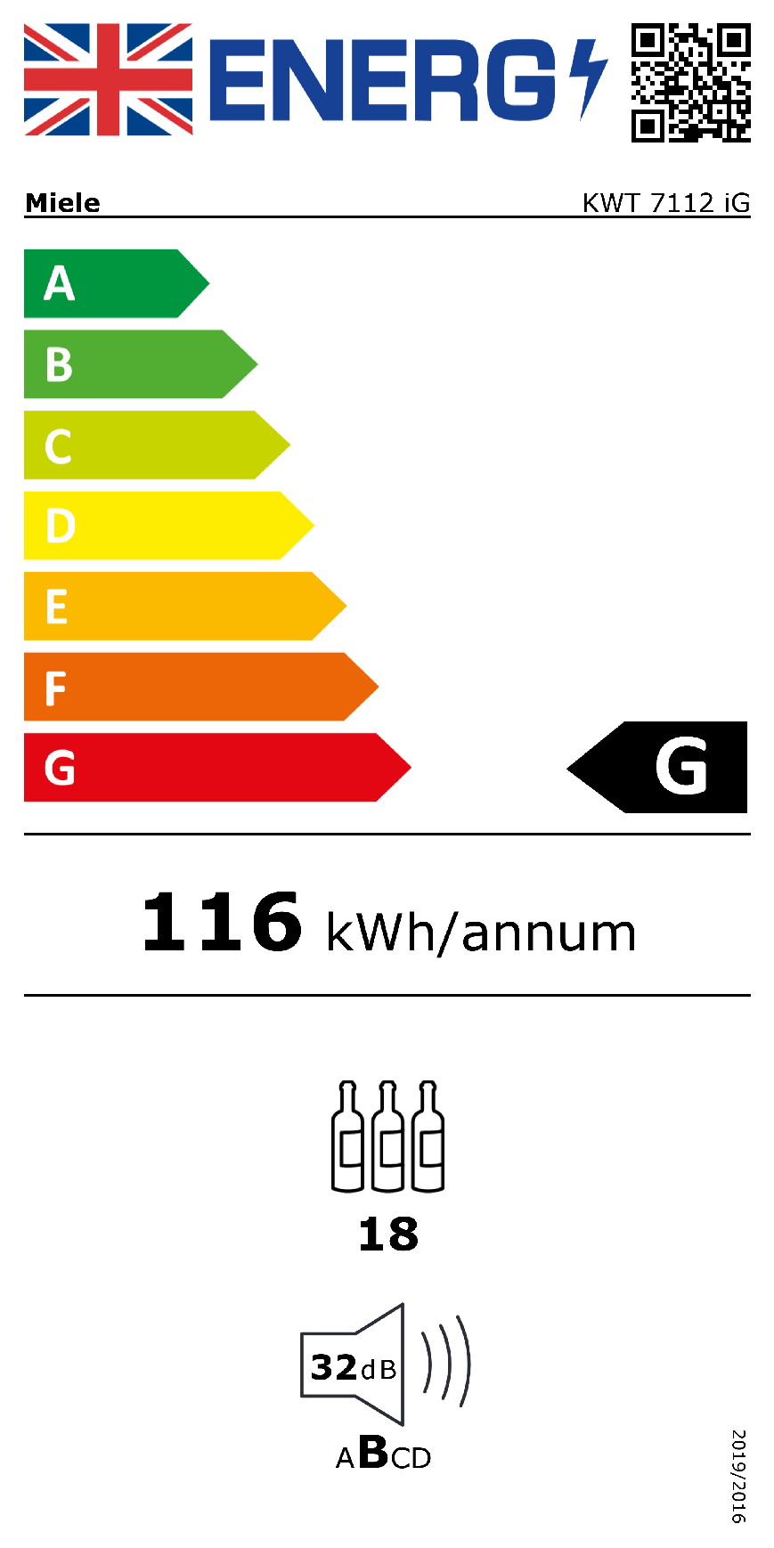 Miele 11186570 wijnkoeler Ingebouwd Grafiet, Grijs 18 fles(sen)