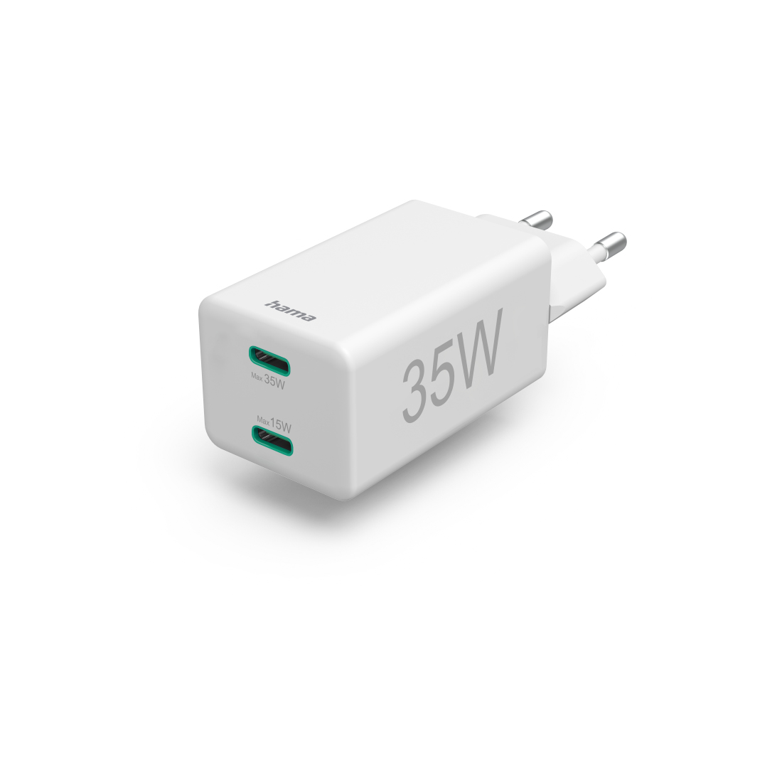 Hama Snellader 2x USB-C PD 35W wit