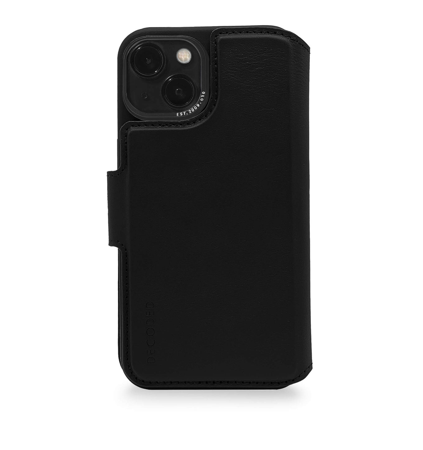 Decoded iPhone 14 Max, hoesje wallet afneembaar leder, zwart