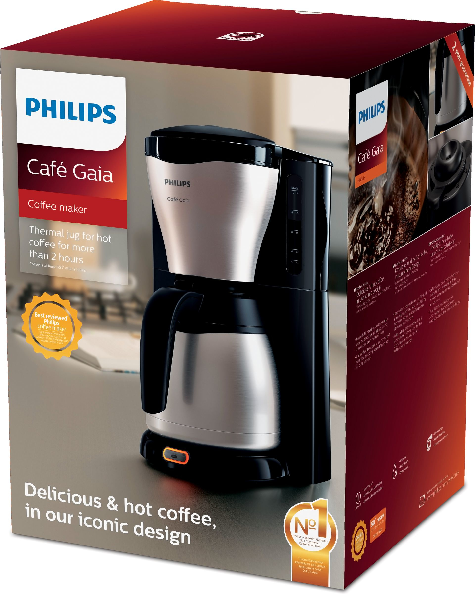 Koffiezetapparaat PHILIPS HD7548/20 Thermos zwart metaal