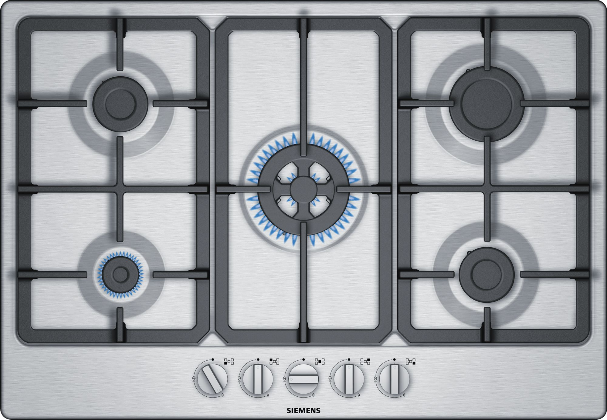 Siemens iQ300 EG7B5QB90 kookplaat Roestvrijstaal Ingebouwd 75 cm Gaskookplaat 5 zone(s)