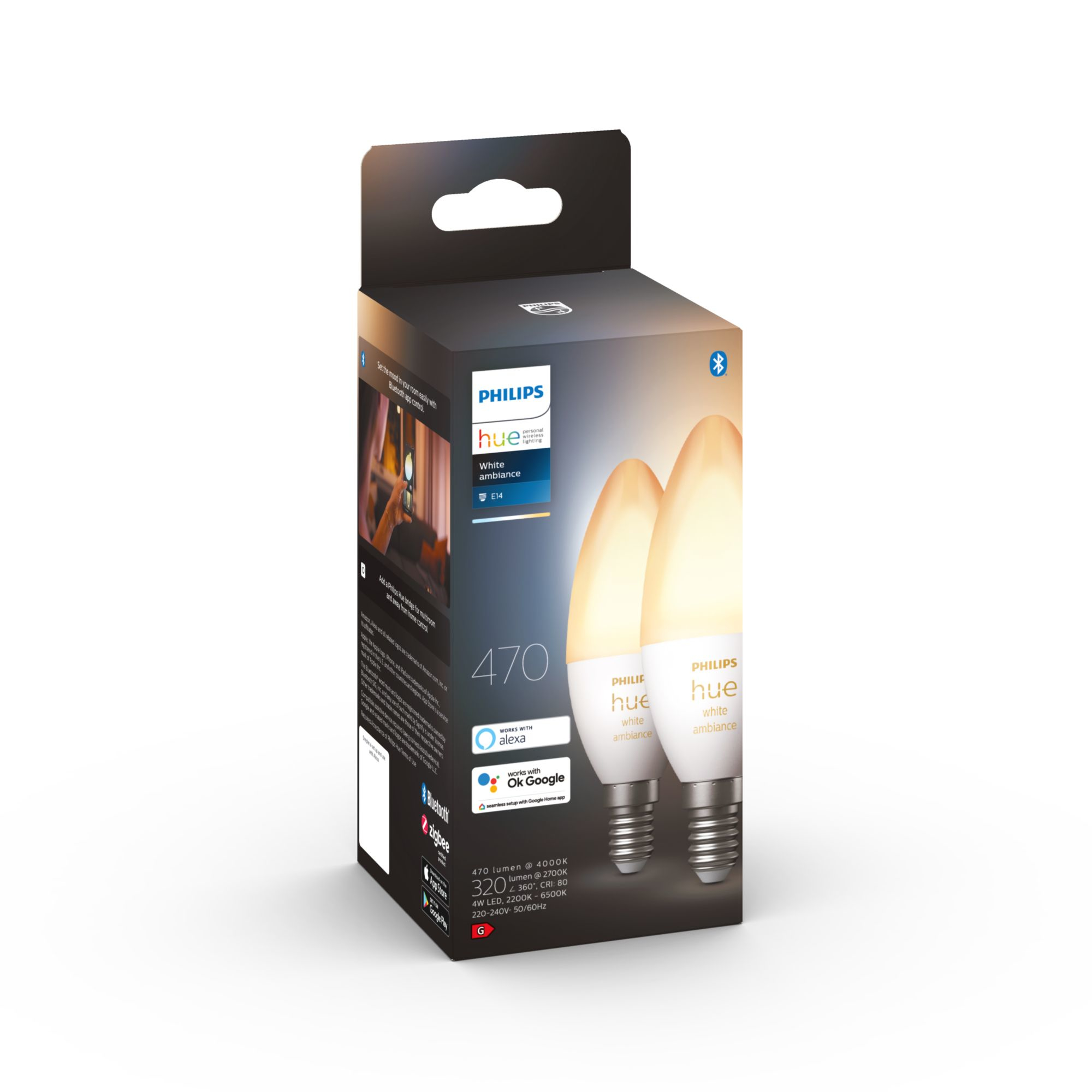 Lamp PHILIPS HUE White Ambiance E14 (2pcs)