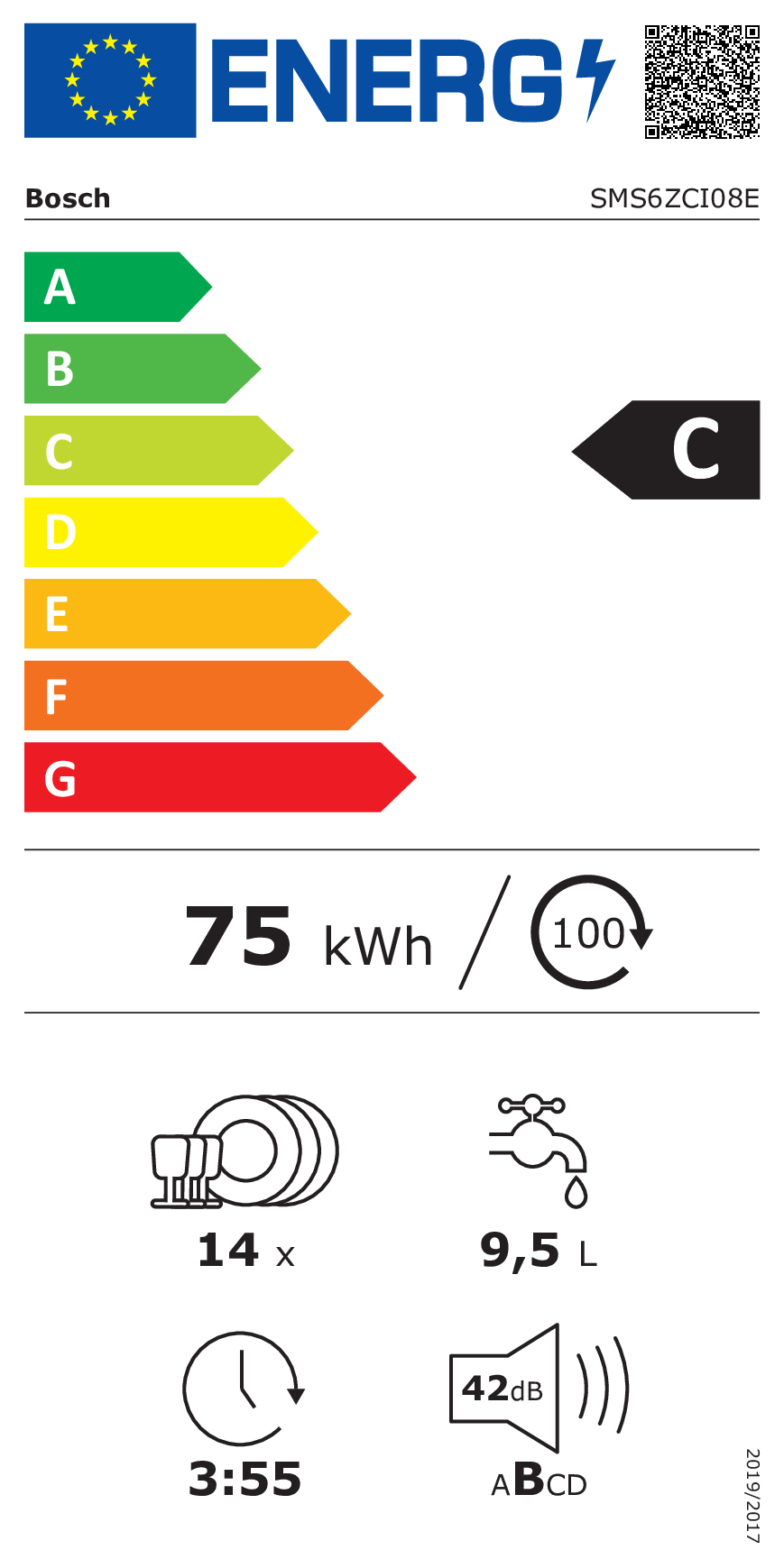 Bosch Serie 6 SMS6ZCI08E vaatwasser Vrijstaand 14 couverts C