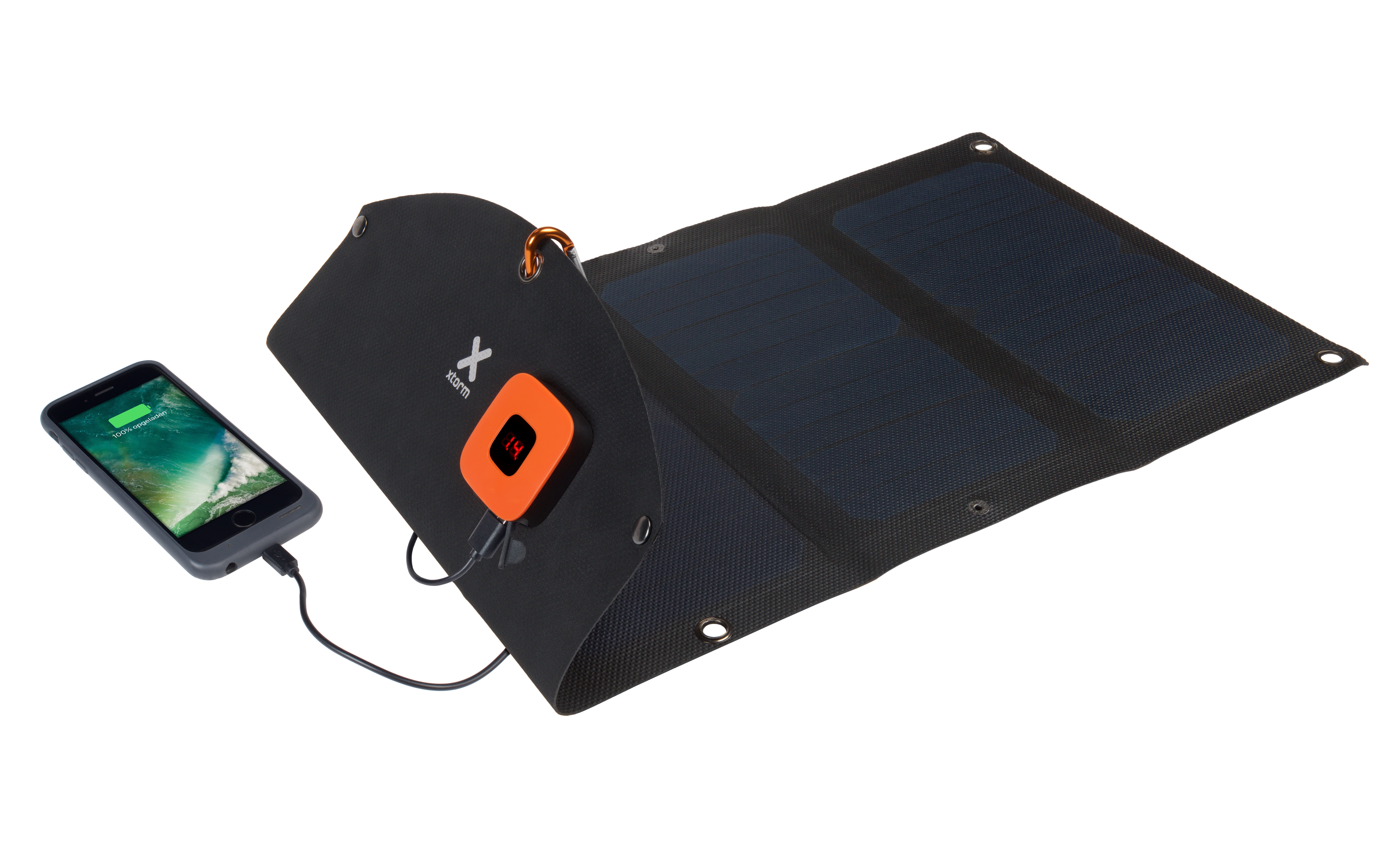 Powerbank Solarbooster lader USB-A& USB-C 21W zwart