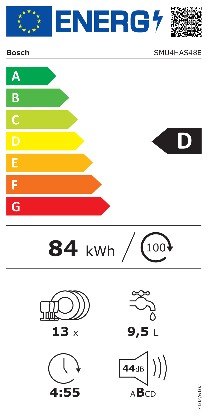 Bosch Serie 4 SMU4HAS48E vaatwasser Onderbouw 13 couverts D