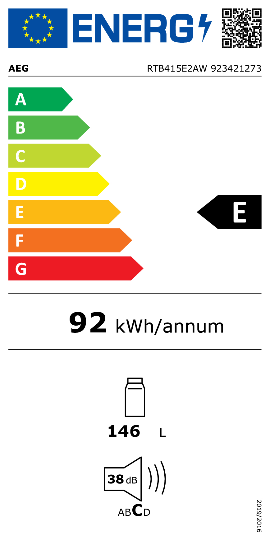 AEG RÉFRIG. DE TABLE RTB415E2AW