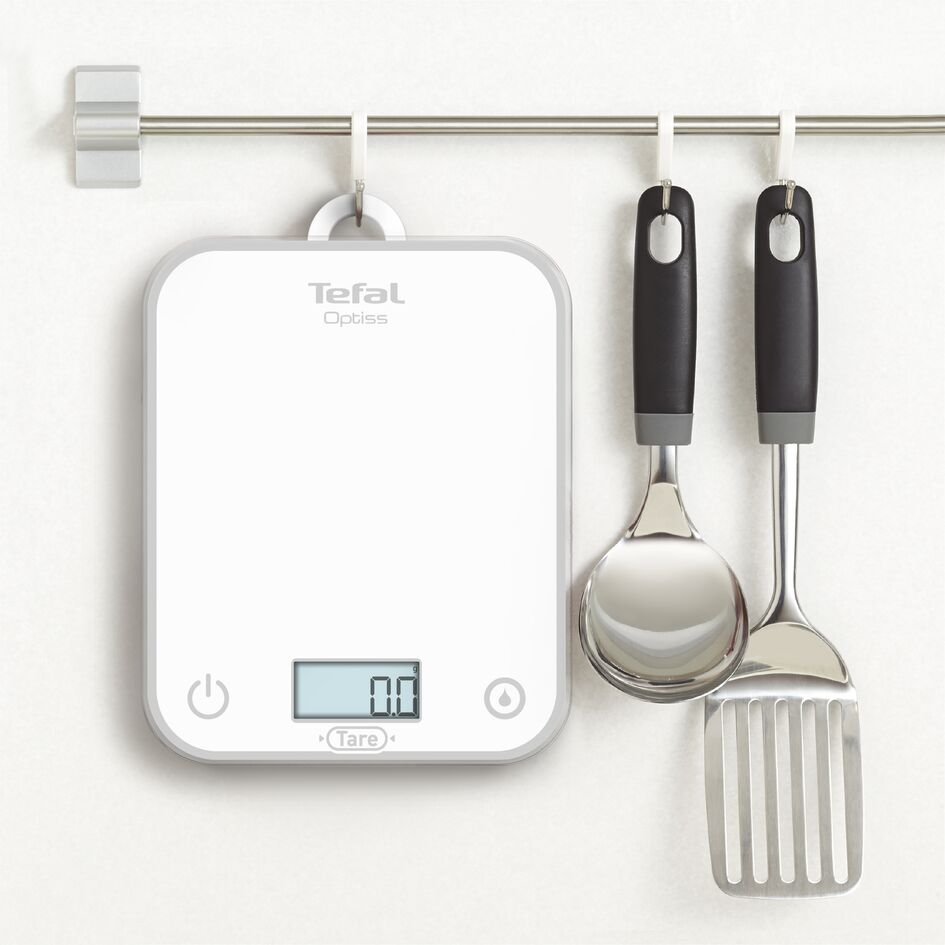 Tefal Optiss BC50U0V0 escabeaux de cuisine Blanc Comptoir Rectangle Balance de ménage électronique