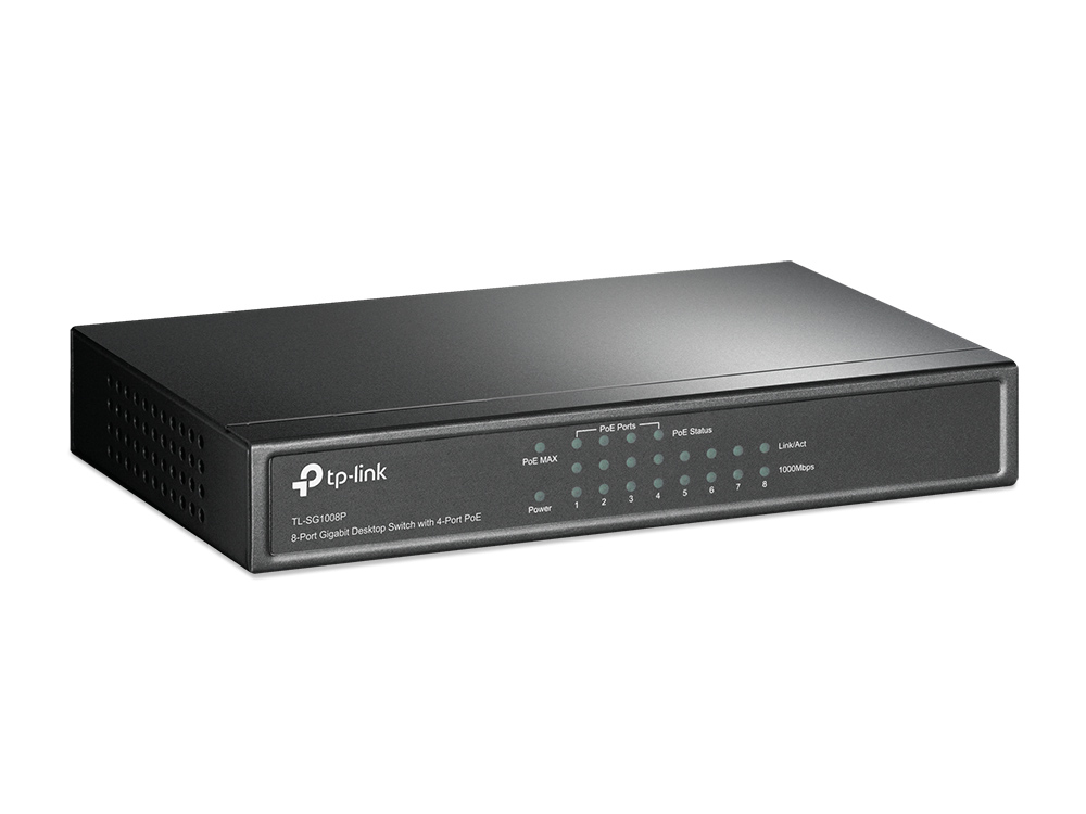 TP-Link TL-SG1008P Géré Gigabit Ethernet (10/100/1000) Connexion Ethernet, supportant l'alimentation via ce port (PoE) Gris