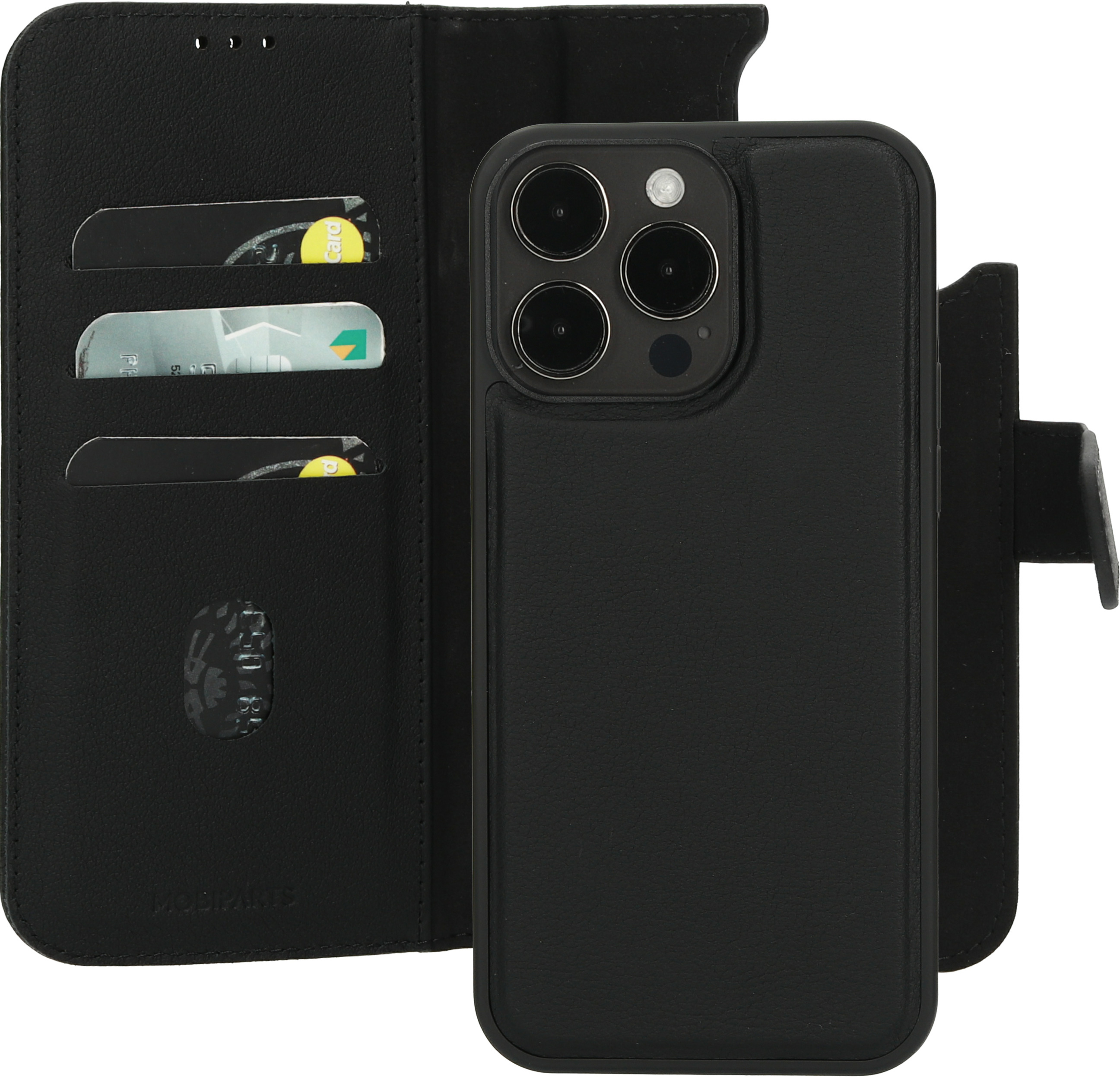 Mobiparts Leather 2 in1 Wallet Case iPhone 15 Pro Max Black